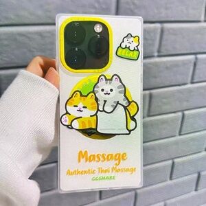 White Cat-Themed Phone Case